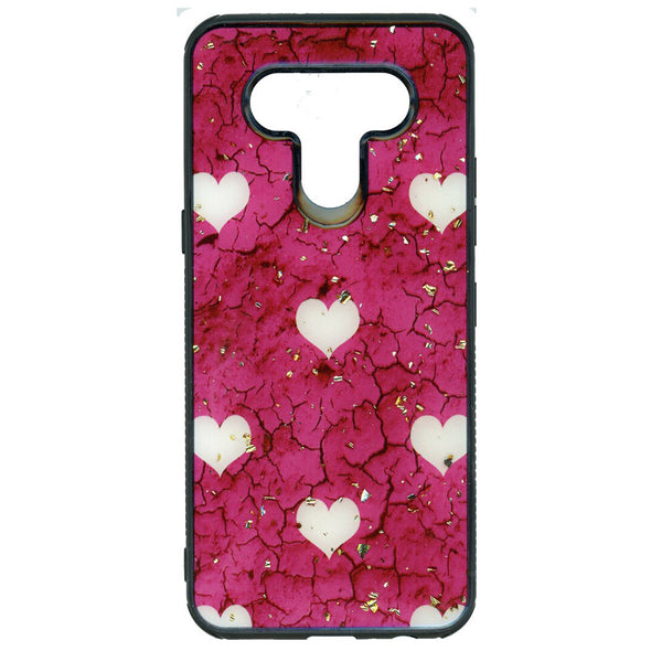 SAFIRE LG K51 Marble w/ Heart Case Hot Pink