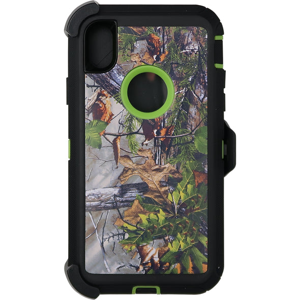 Brilliance HEAVY DUTY iPhone XR Camo Series Case With Circle Hole Green