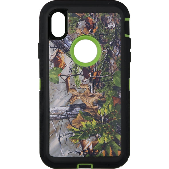 Brilliance HEAVY DUTY iPhone XR Camo Series Case With Circle Hole Green