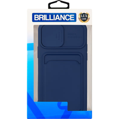 Brilliance LUX iPhone 12 PRO Push window card case Navy Blue