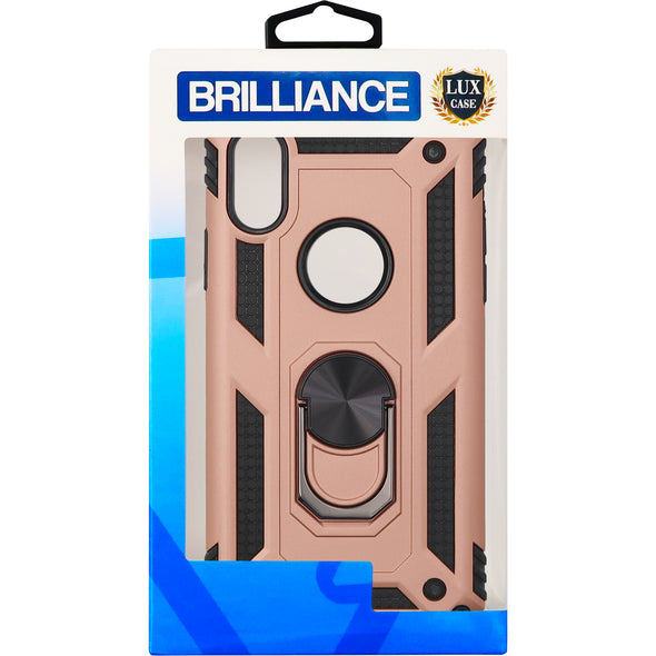 Brilliance LUX iPhone X Sergeant Anti-fall Bracket Armor Case Peach