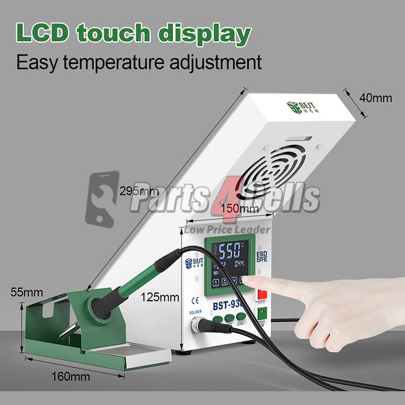 BST-938 Multi-functional 3 in 1 LED Light Smoke Absorber Soldering Iron Station - 110V w/ US Extra Adapter