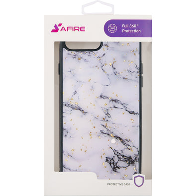 SAFIRE iPhone 7 Plus / 8 Plus Marble Case Chrome White