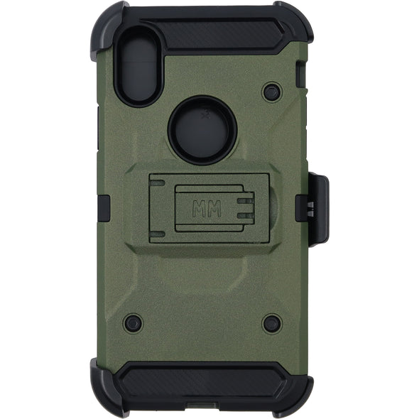 SAFIRE iPhone X / XS Rugged w/ Tempered Glass Case Army Green