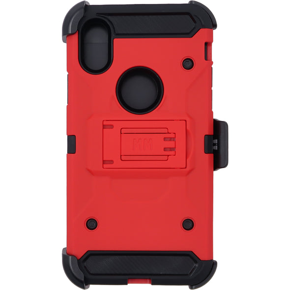 SAFIRE iPhone X / XS Rugged w/ Tempered Glass Case Red