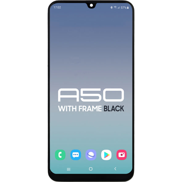 Samsung A50 (A505F)  2019 LCD with Touch + Frame Black Service Pack w/ Fingerprint Sensor