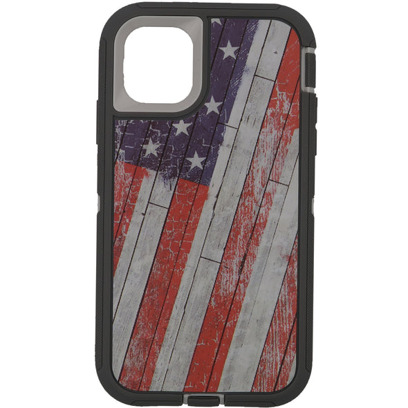 Brilliance HEAVY DUTY iPhone 11 Camo Series Case Wooden American Flag