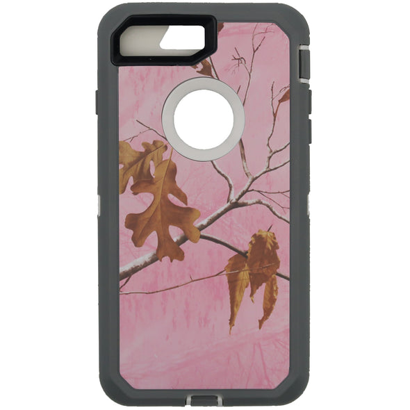 Brilliance HEAVY DUTY iPhone 7 Plus / 8 Plus Camo Series Case with Circle Hole Pink and White