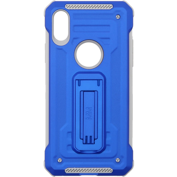 SAFIRE iPhone X / XS Kickstand w/ Tempered Glass Case Blue