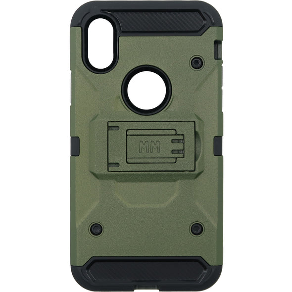 SAFIRE iPhone X / XS Rugged w/ Tempered Glass Case Army Green