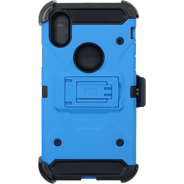 SAFIRE iPhone X / XS Rugged w/ Tempered Glass Case Blue