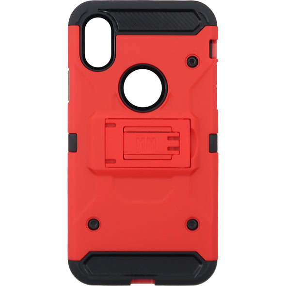 SAFIRE iPhone X / XS Rugged w/ Tempered Glass Case Red