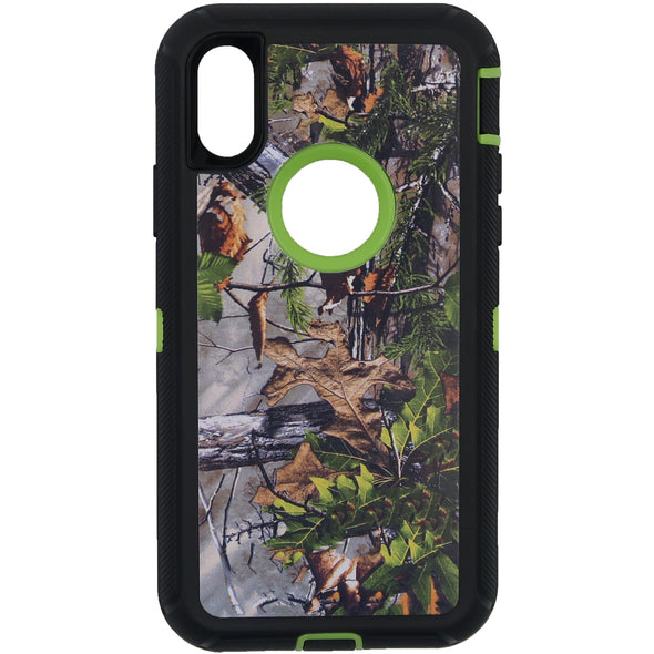 Brilliance HEAVY DUTY iPhone X / XS Camo Series Case with Circle Hole Green