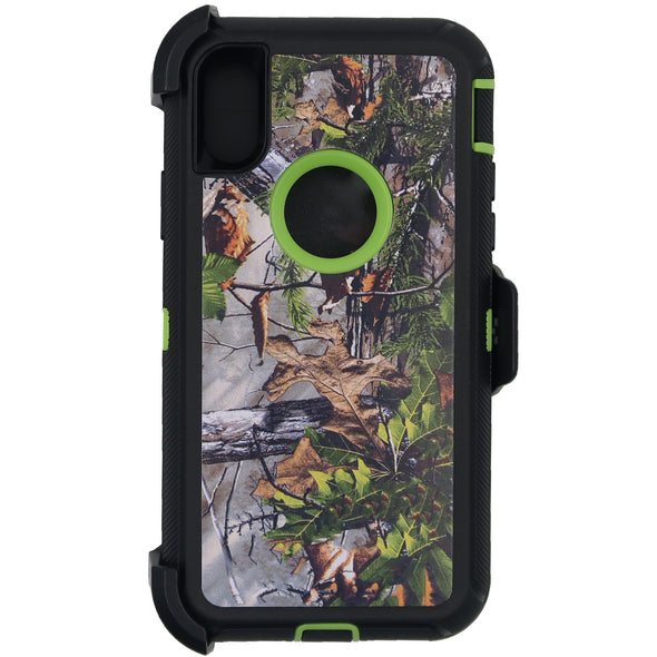 Brilliance HEAVY DUTY iPhone X / XS Camo Series Case with Circle Hole Green